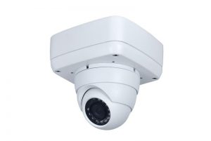 Junction box for fixed network and coax armor ball security cameras