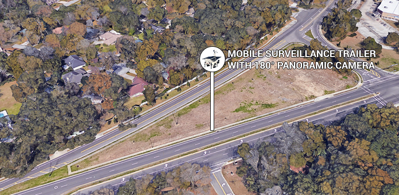 Construction Site Surveillance overhead view - Mobile Surveillance Trailer