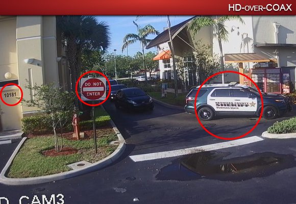 Compare Analog to HDCVI - 1080P Dunkin Donuts and Police Cruiser