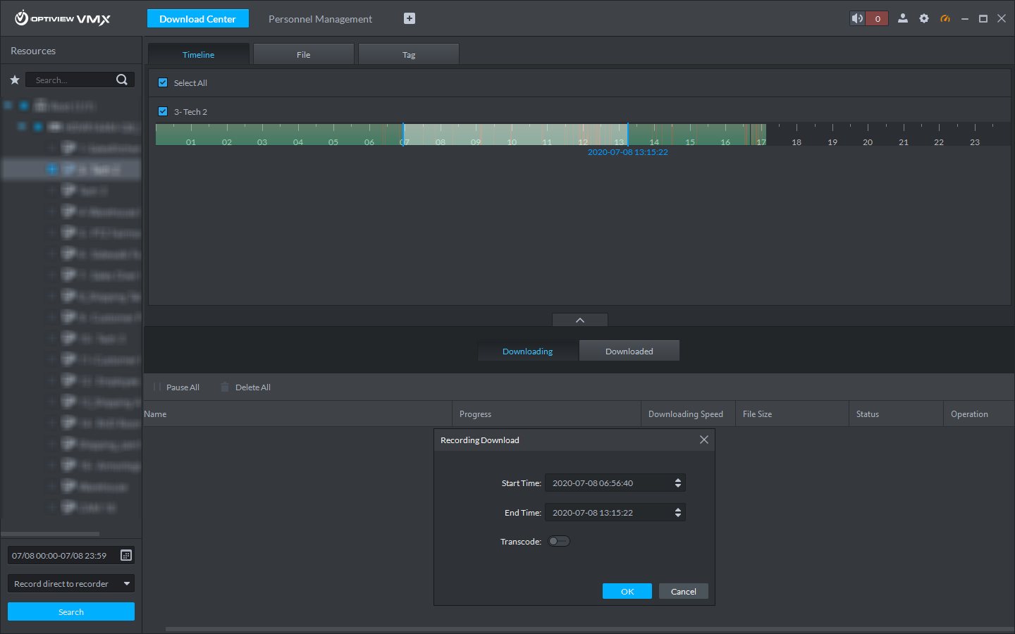Optiview VMX - Download Backup Menu