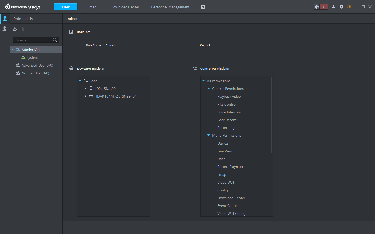 Optiview VMX - User Management