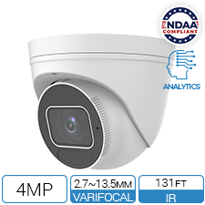 4MP NDAA Compliant Network IP Dome Camera with AI