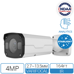 4MP varifocal bullet camera with starlight / lighthunter IR - NDAA compliant