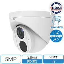 5MP NDAA compliant IP turret camera with starlight IR
