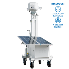 AL600-EDGE3F-2K- Solar Powered Mobile Surveillance Cart with 3x 2K Cameras