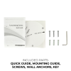 HDCD5M-28A-LED-NCV Product Image 800x800 Included Parts - Quick Guide, Mounting Guide, Screws, Wall Anchors, Key