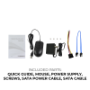 NVR16S-1-NCV Product Image 800x800 Included Parts - Quick Guide, Mouse, Power Supply, Screws, SATA Power Cable, SATA Cable