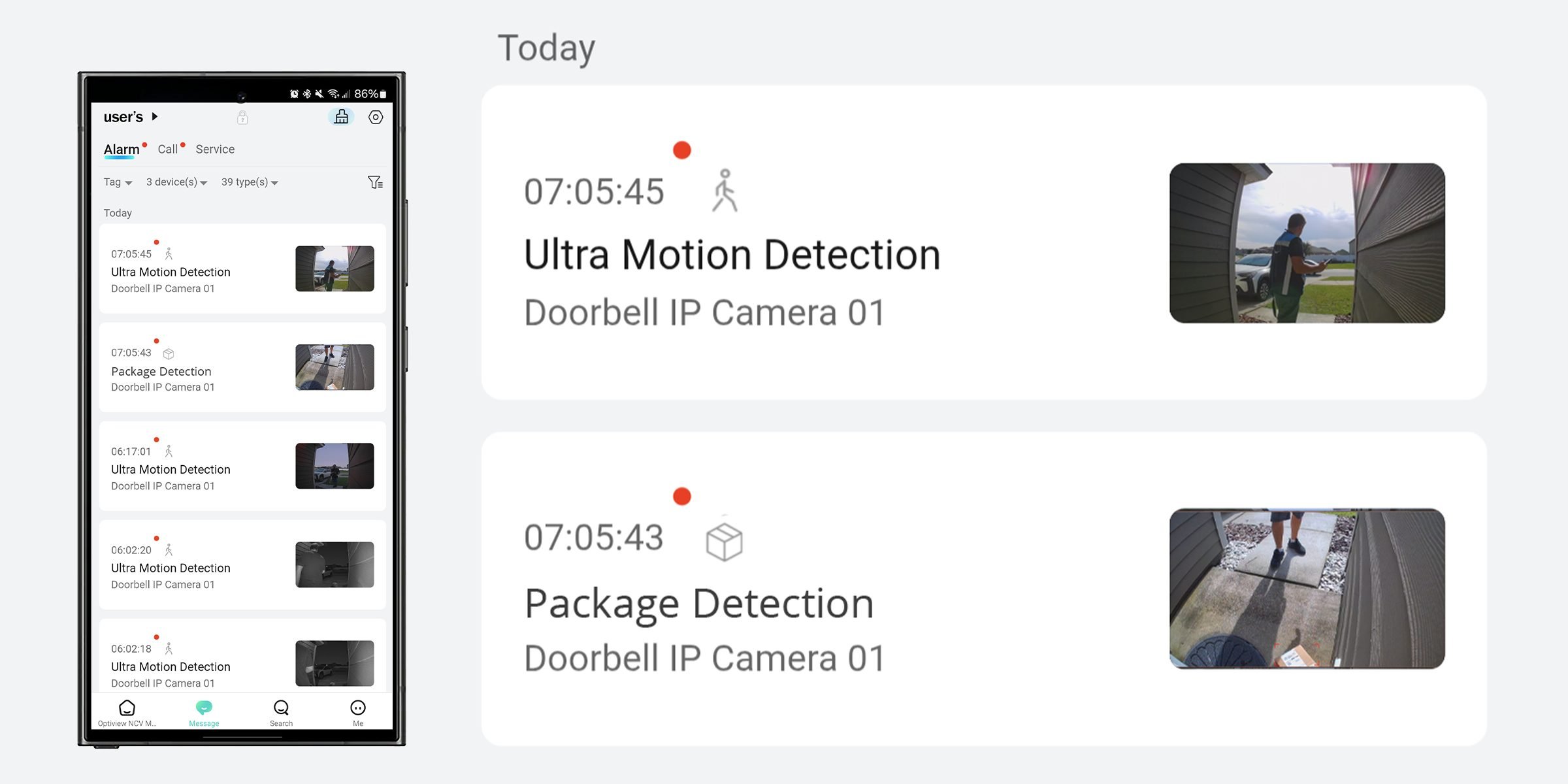Real-Time Human & Package Notification Infinity Scroll